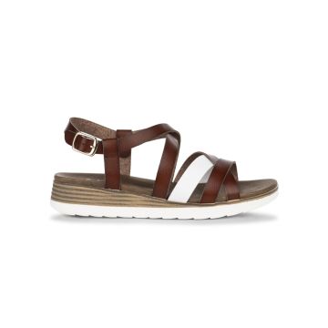 Sandali casual da donna marroni con inserto bianco Alesya