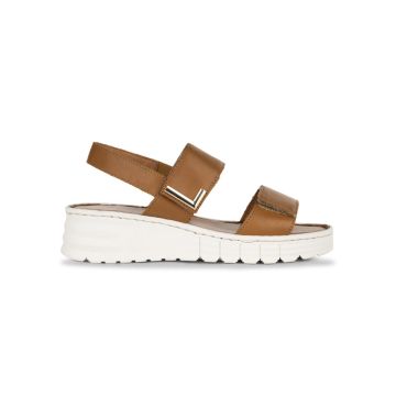 Sandali con zeppa 4 cm da donna marroni in pelle c
