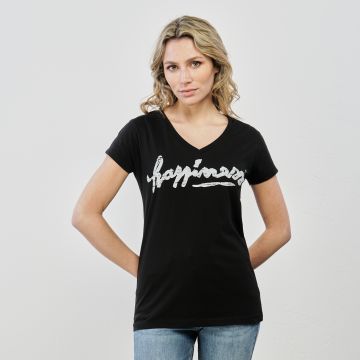 T-shirt nera maniche corte con scritta