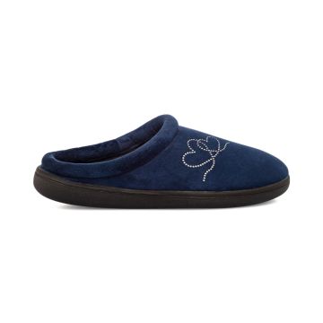 Ciabatte donna blu scuro da casa con cuoricini con strass