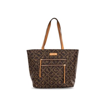 Borsa giorno marrone da donna con stampa logo e do