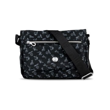 Borsa a tracolla nera da donna con stampa monogram