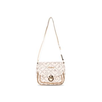 Borsa bianca da donna con tracolla e stampa multi logo
