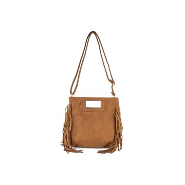 Borsa a mano da donna marrone effetto scamosciato