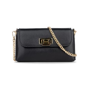 Borsa giorno da donna nera in morbida pelle con tr