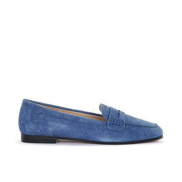 Mocassini azzurri eleganti da donna in suede