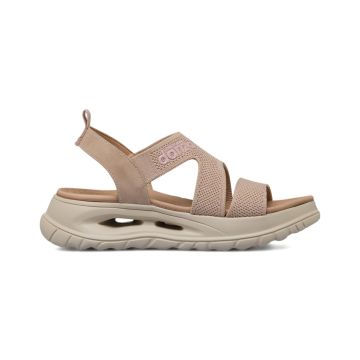 Sandali sportivi beige da donna con suola platform