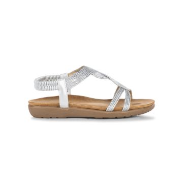 Sandali casual argento da donna con cinturini intrecciati Marinaseval