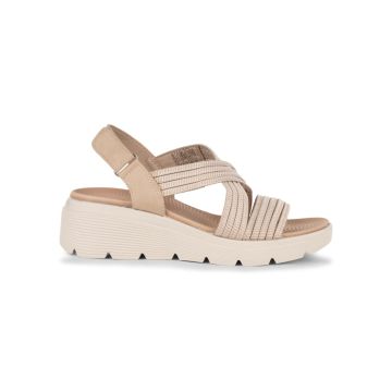 Sandali sportivi con zeppa 6 cm beige da donna e f
