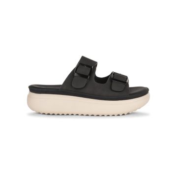 Sandali a fascia da donna neri con suola platform e fibbie Marinaseval