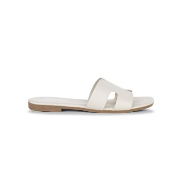 Ciabattine Alesya a fascia bianche da donna con design ad H