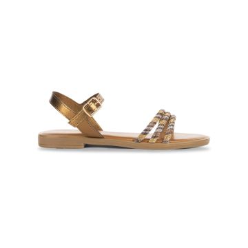 Sandali bassi da donna color bronzo effetto metall