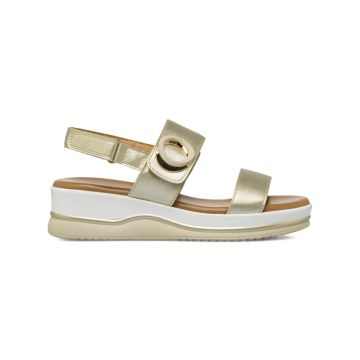 Sandali con zeppa media 5 cm oro da donna con dett