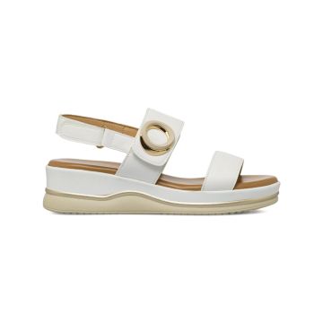 Sandali bianchi da donna con zeppa 5 cm e inserto dorato Marinaseval