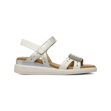 Sandali bianchi da donna con zeppa bassa 4 cm e de