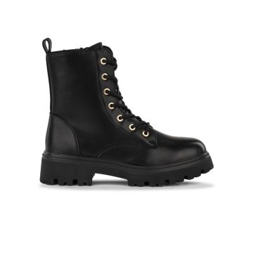 Anfibi neri da donna con lacci e suola carrarmato