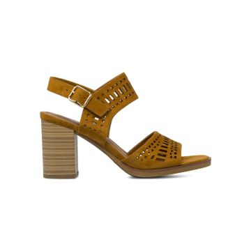 Sandali color cuoio da donna effetto scamosciato c
