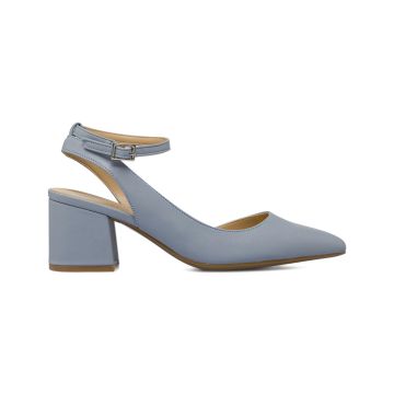 Decolletè azzurre Alesya da donna a punta con cinturino e tacco medio largo