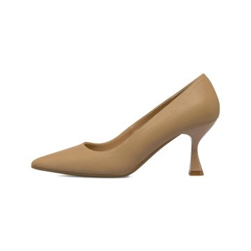 Decolletè Alesya beige da donna a punta con tacco medio a rocchetto