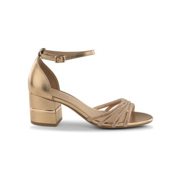 Sandali oro Alesya da donna con tacco medio largo e cinturino