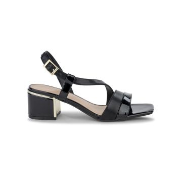 Sandali eleganti neri da donna con tacco medio ed