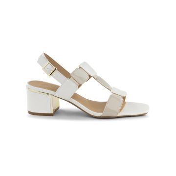 Sandali bianchi Alesya da donna con tacco basso largo con T-bar