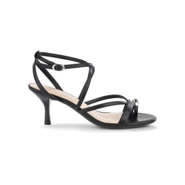 Sandali eleganti da donna neri infradito con tacco