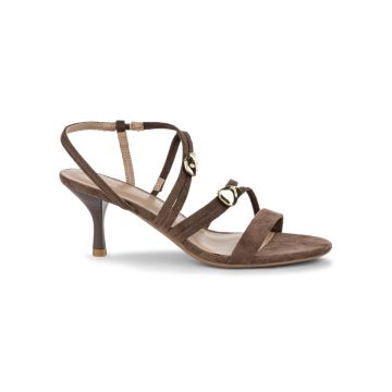 Sandali eleganti con tacco medio da donna marroni