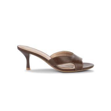 Sandali eleganti marroni da donna con tacco medio 6 cm Alesya