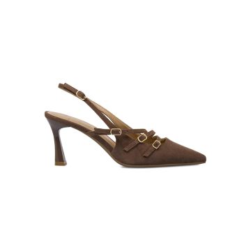 Decolletè slingback Alesya marroni da donna a pun