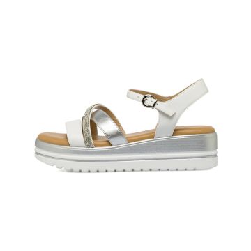 Sandali con zeppa bicolore bianco e argento da don