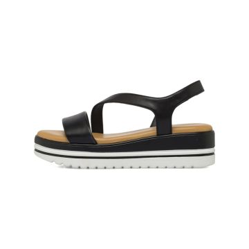 Sandali neri da donna con zeppa platform media e s