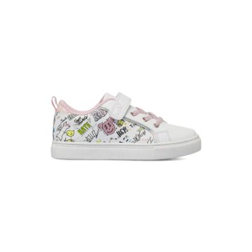 Sneakers bianche Alesya Girl da bambina con disegni e lacci con velcro