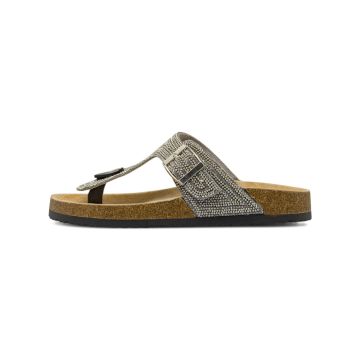 Sandali infradito argento da donna con fibbia con