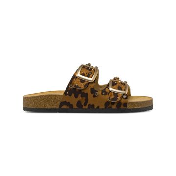 Sandali marroni da donna effetto animalier con fib