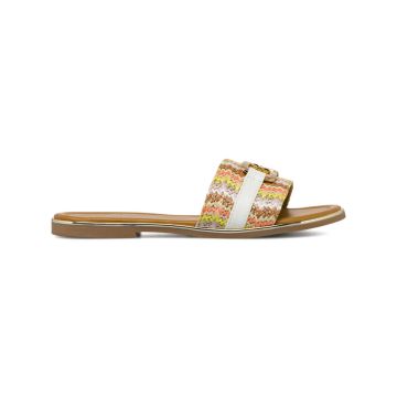 Ciabattine a fascia da donna multicolor e bianco e