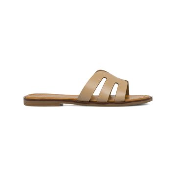 Ciabattine a fascia beige da donna con motivo a intaglio Alesya
