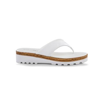 Sandali infradito bianchi da donna in pelle con ze