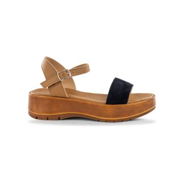 Sandali da donna in pelle marrone con suola platform Marinaseval