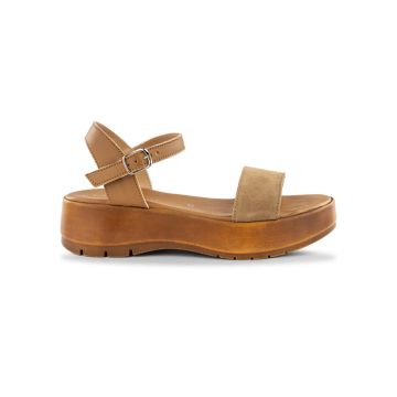 Sandali da donna in pelle beige con suola platform Marinaseval