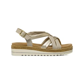 Sandali casual con zeppa bicolore beige e oro da d