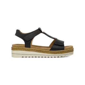 Sandali casual neri da donna con zeppa 5 cm e inse