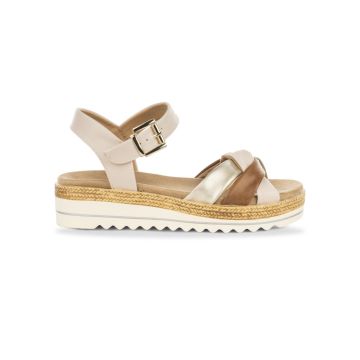 Sandali rosa e marroni da donna con zeppa 5 cm e f