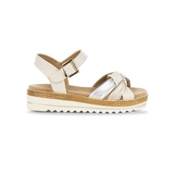 Sandali beige e marroni da donna con zeppa 5 cm e