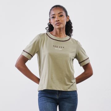 T-shirt verde militare maniche corte da donna con
