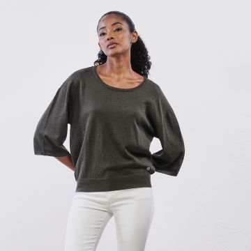 Maglione grigio da donna con effetto lurex Yes Zee