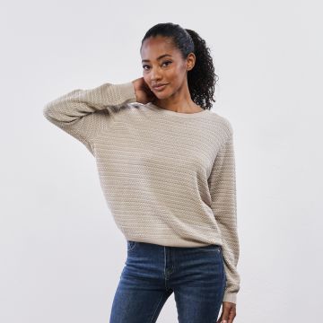 Maglione beige da donna con trama lavorata Yes Zee
