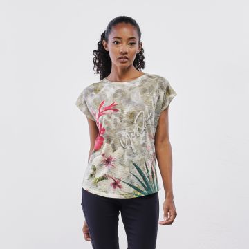 T-shirt a maniche corte da donna verde militare co