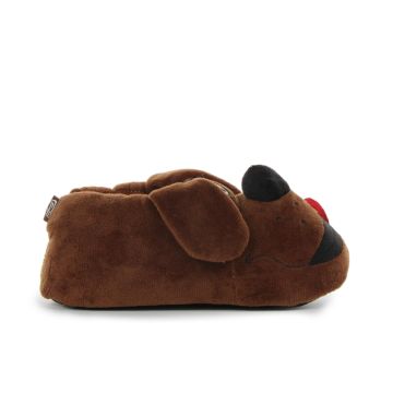 Babucce uomo marroni da casa a forma di cane