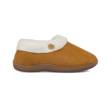 Pantofole casa marroni da donna con bordo e interno in peluche